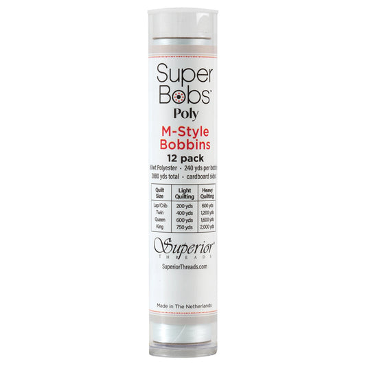 SuperBobs Polyester Bobbin 12pk M-Style Lace White # 301-12-621