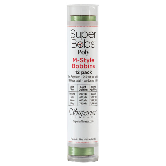 SuperBobs Polyester Bobbin 12pk M-Style Light Green # 301-12-614