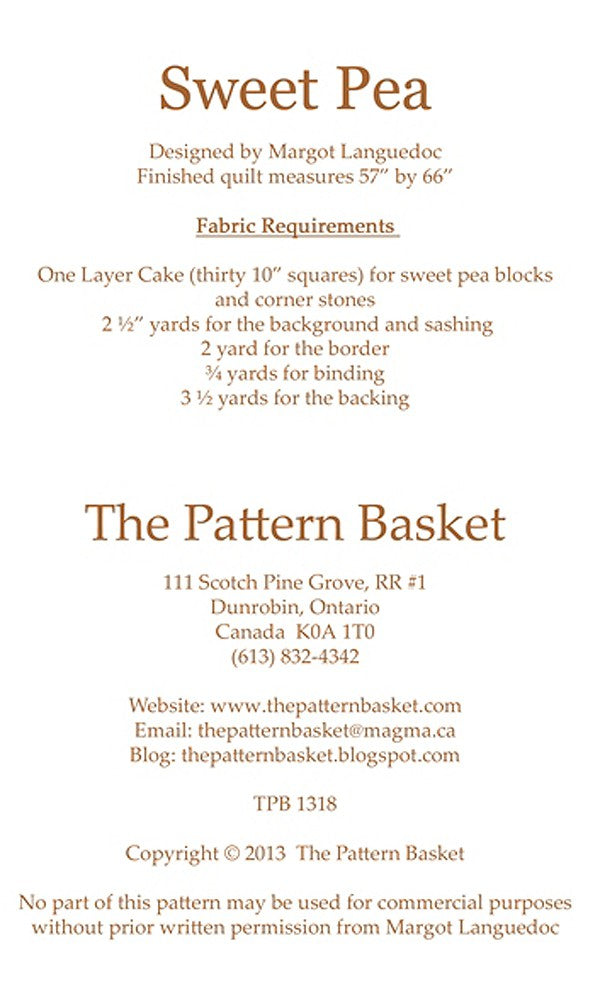Sweet Pea Quilt Pattern by The Pattern Basket