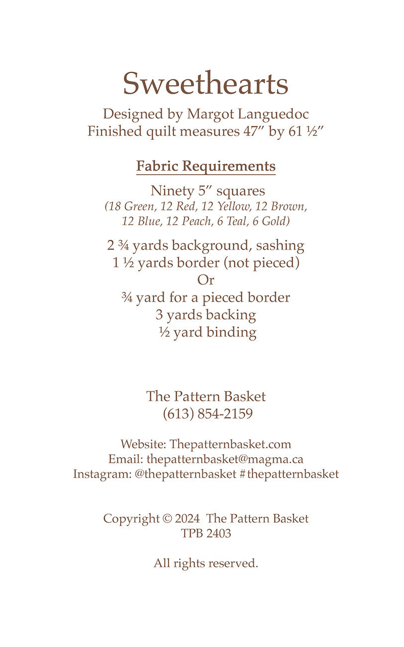 Sweethearts Quilt Patter by The Pattern Basket