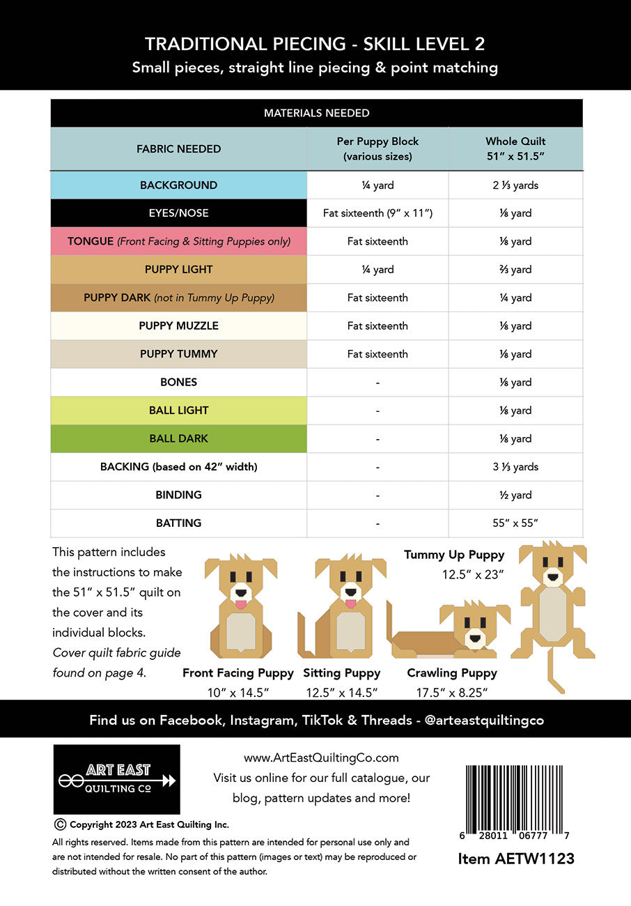 Tail Wags A Puppy Quilt Pattern by Art East Quilting Co