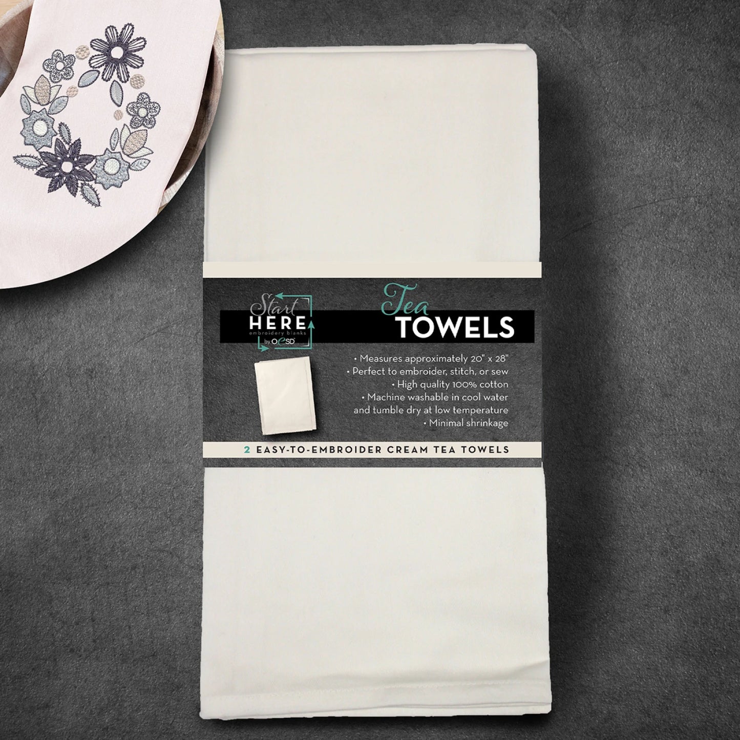 Tea Towels Cream 2pk # TFH28704CRE - Special Order