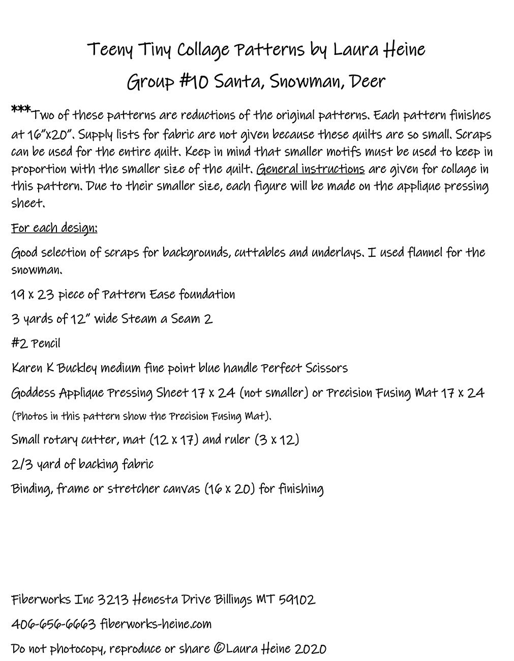 Teeny Tiny Collage Pattern Group - #10 Santa Snowman Deer by Laura Heine # FWLHTT10 - Special Order