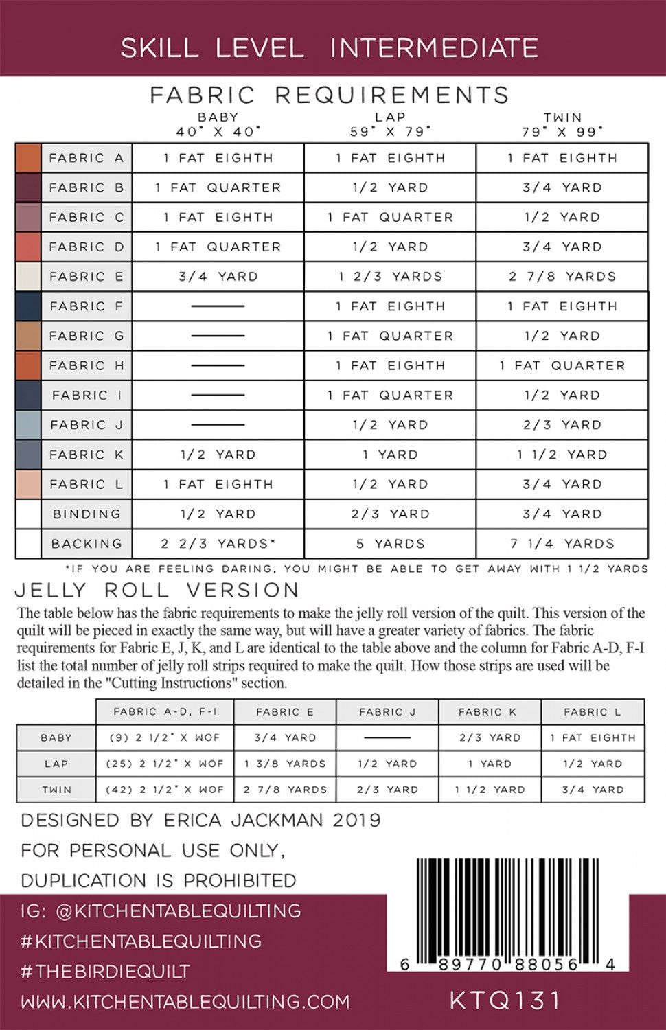 The Birdie Quilt Pattern by Kitchen Table Quilting