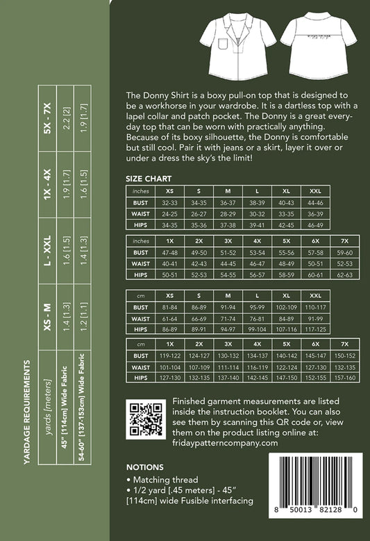 The Donny Shirt Pattern by Friday Pattern Company - Special Order