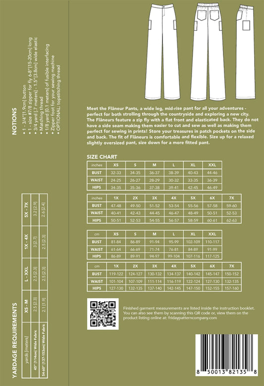The Flaneur Pants Pattern by Friday Pattern Company - Special Order