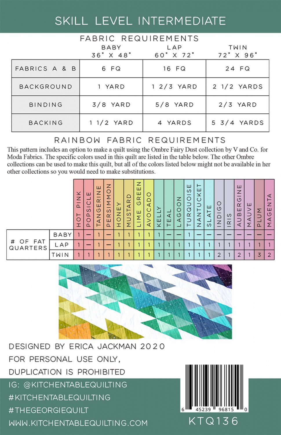 The Georgie Quilt Pattern by Kitchen Table Quilting