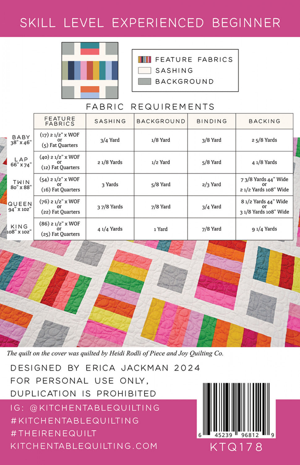 The Irene Quilt Pattern by Kitchen Table Quilting - Special Order