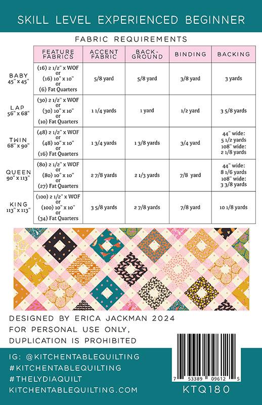 The Lydia Quilt Pattern by Kitchen Table Quilting