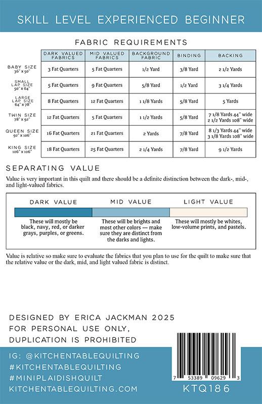 The Mini Plaidish Quilt Pattern by Kitchen Table Quilting