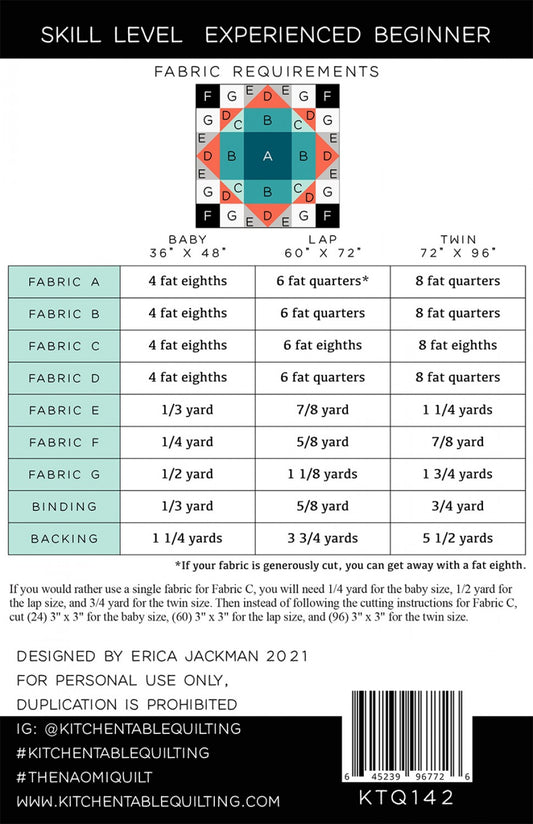 The Naomi Quilt Pattern by Kitchen Table Quilting