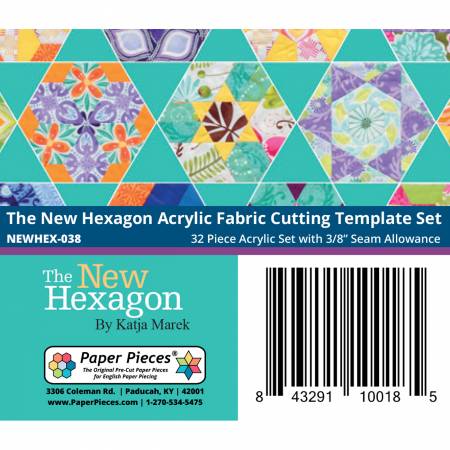 The New Hexagons 32pc Acrylic Fabric Cutting Templates # ACRNEWHEX - Special Order