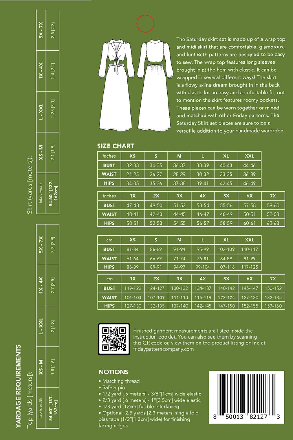 The Saturday Skirt & Top Set Pattern by Friday Pattern Company - Special Order