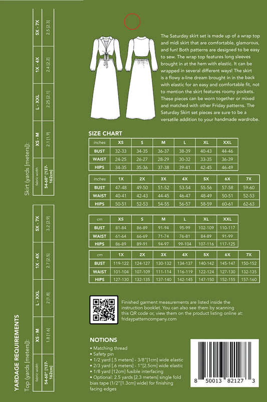 The Saturday Skirt & Top Set Pattern by Friday Pattern Company - Special Order