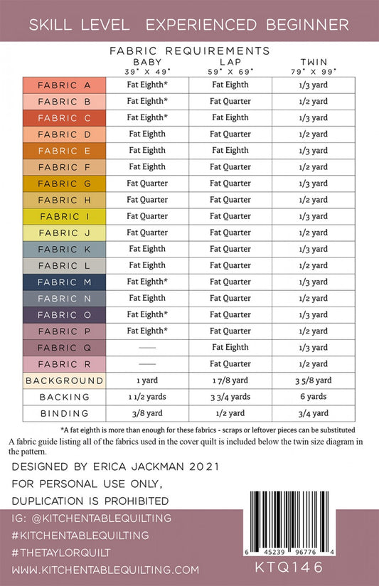 The Taylor Quilt Pattern by Kitchen Table Quilting