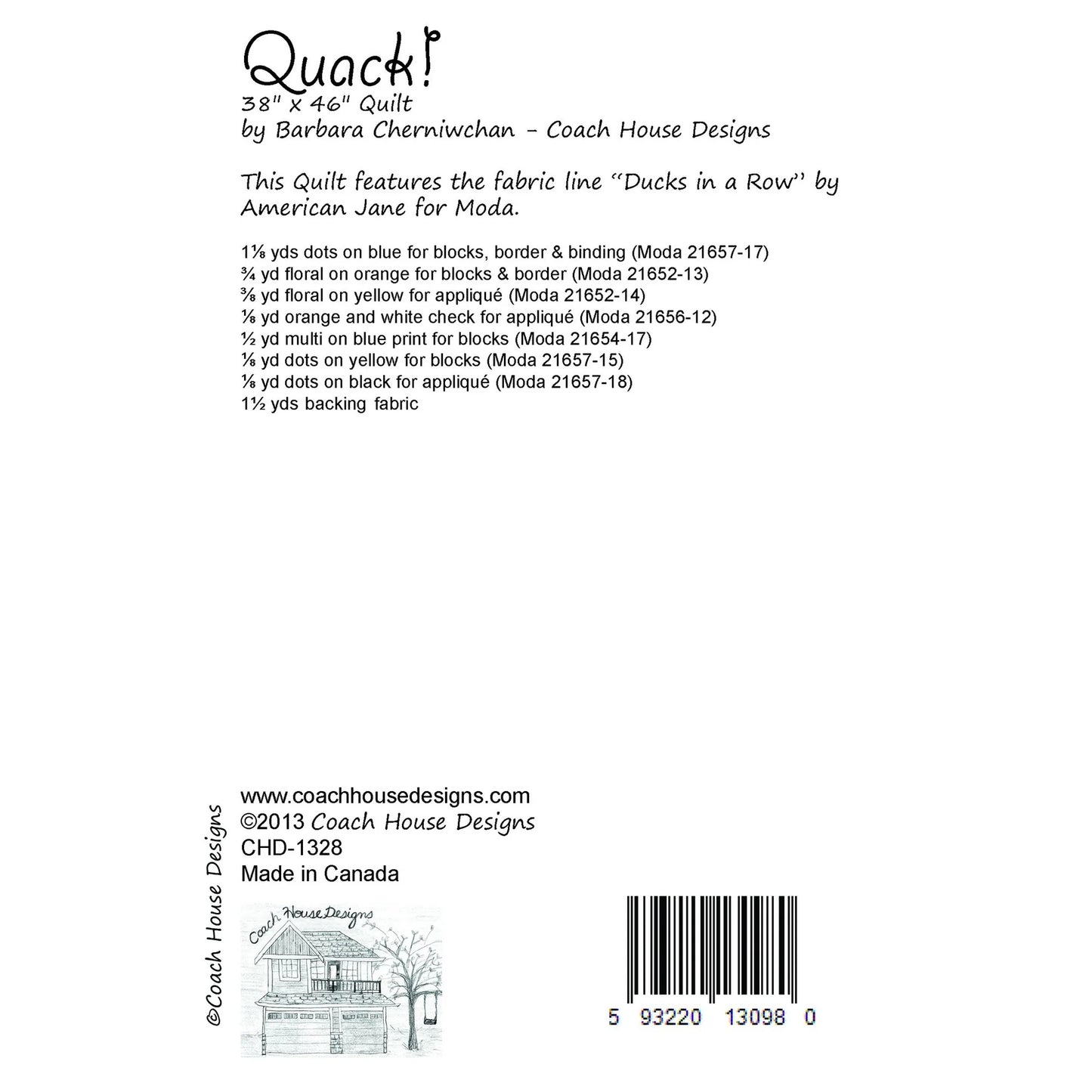 Tiny Waddles by Jessica Yon Lo : Quack Quilt Kit (Estimated Arrival January 2026)