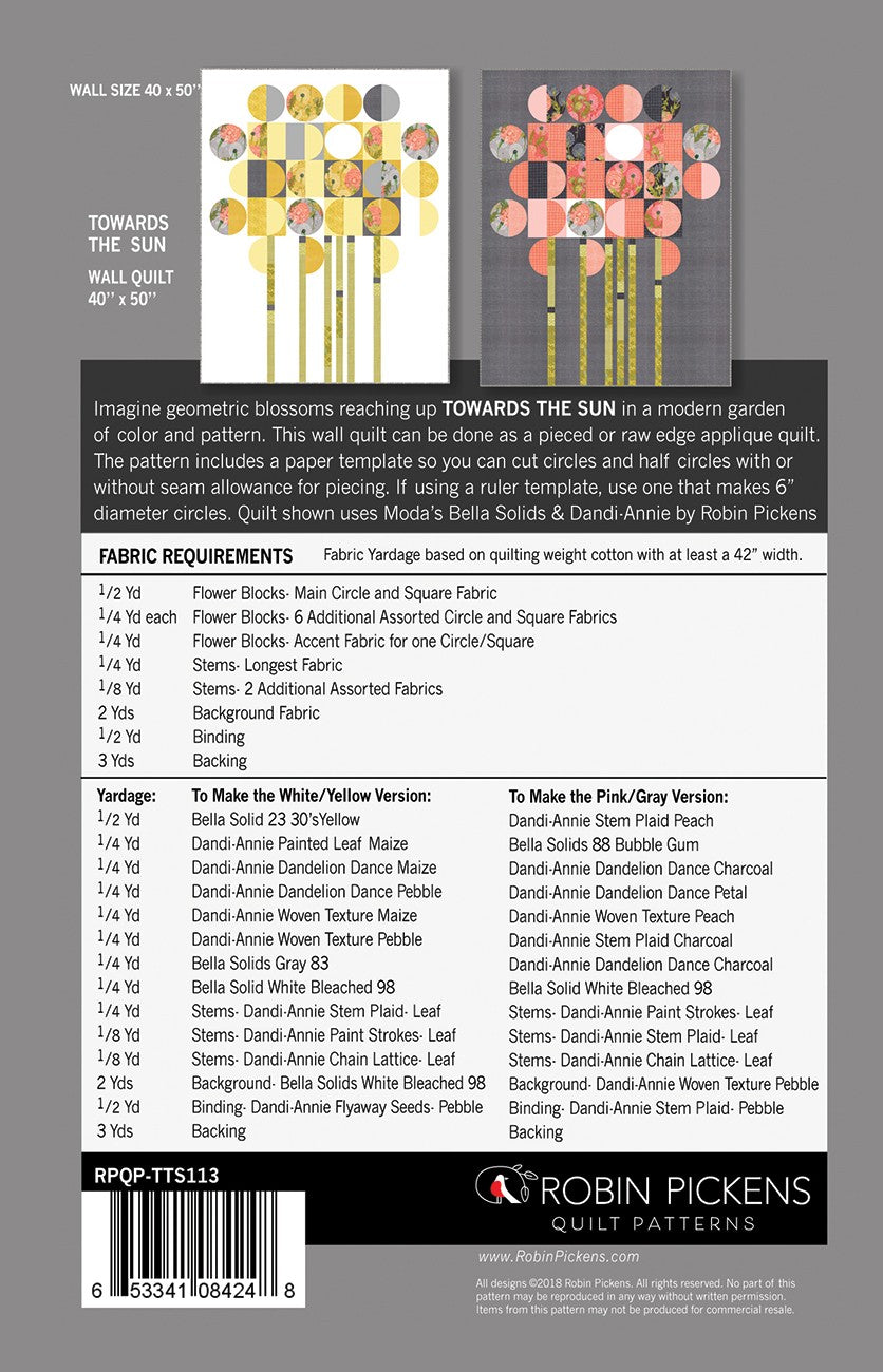 Towards the Sun Quilt Pattern by Robin Pickens