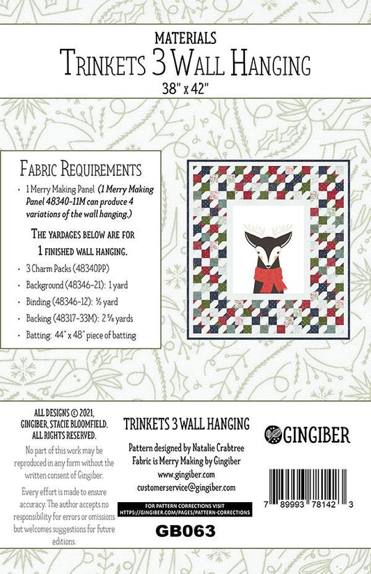 Trinkets Wall Hanging Quilt Pattern by Gingiber
