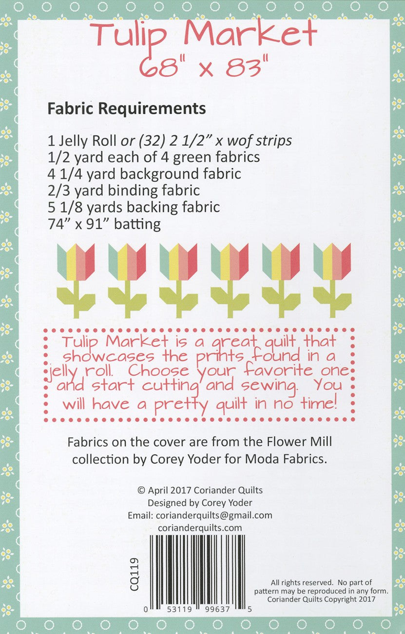 Tulip Market Quilt Pattern by Coriander Quilts - Special Order