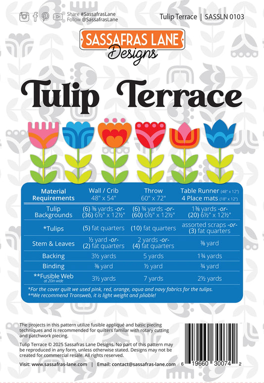Tulip Terrace Applique Quilt Pattern by Sassafras Lane
