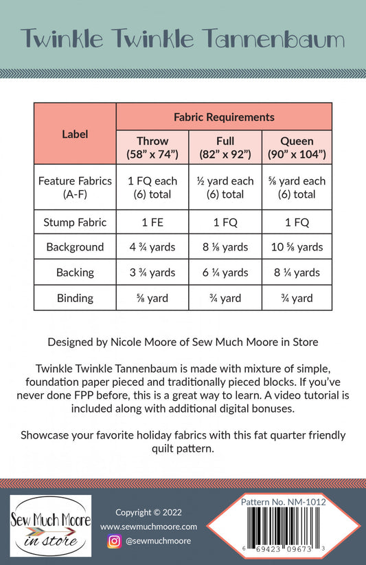 Twinkle Twinkle Tannenbaum Quilt Pattern by Sew Much More - Special Order