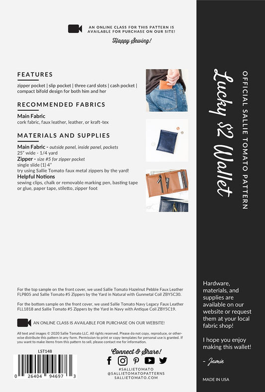 Two Dollar $2 Wallet Pattern # LST148 - Special Order