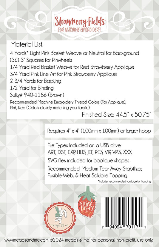 USB Strawberry Fields for Machine Embroidery # MAMP171 - Special Order