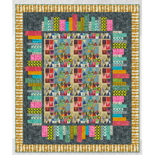 Pre-Order Poets Hubbub Quilt Kit featuring Stenographers Notebook & Open Space by Marcia Derse - Quilt Kit