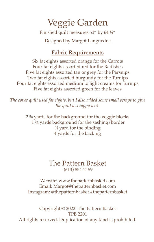 Veggie Garden Quilt Pattern by The Pattern Basket