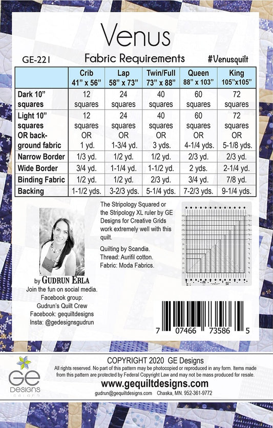 Venus Quilt Pattern by GE Designs - Special Order