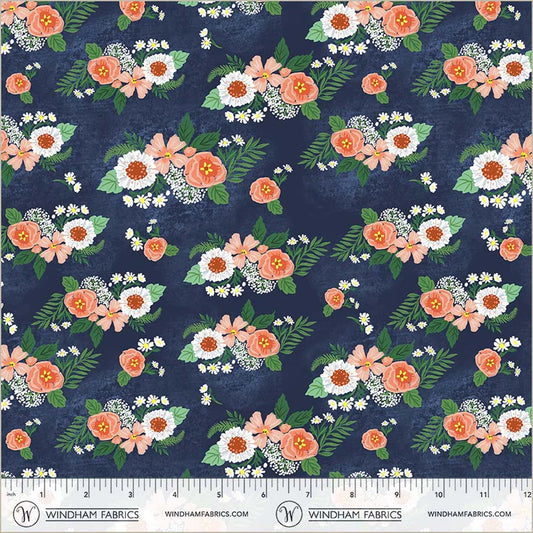 Villa Sol by Jennifer Moore : Floral Bunches Navy 55232-8
