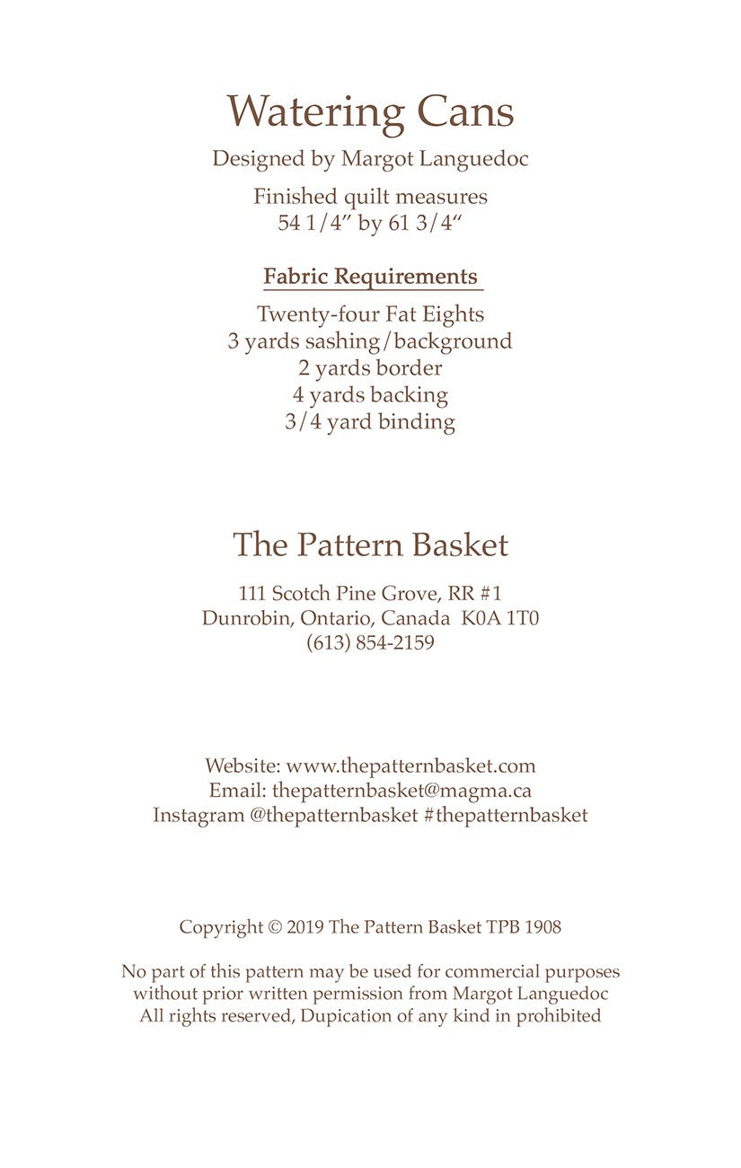 Watering Cans Quilt Pattern by The Pattern Basket