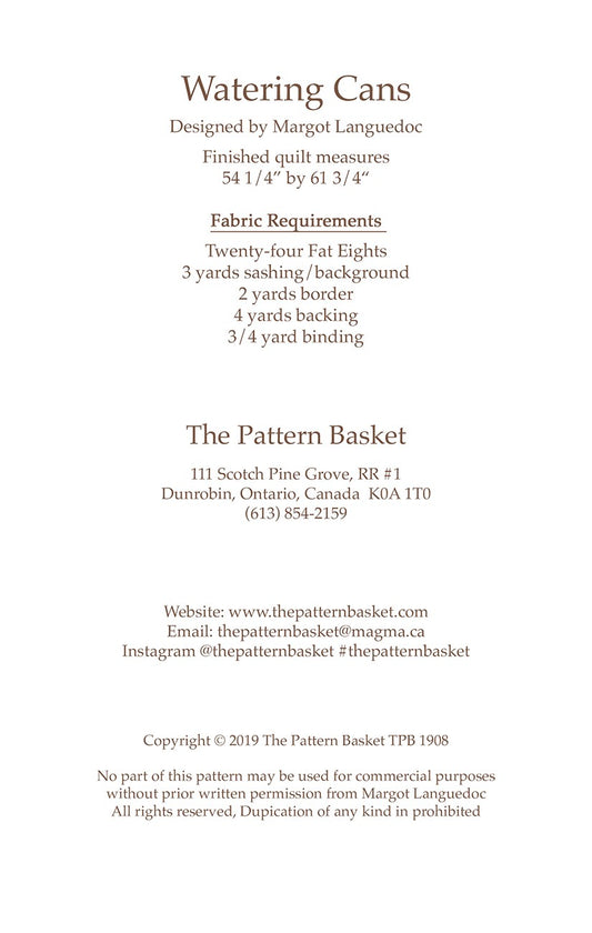 Watering Cans Quilt Pattern by The Pattern Basket