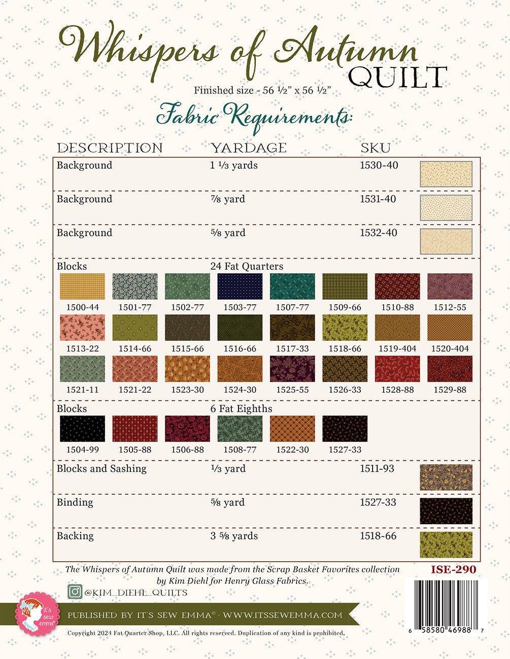 Whispers of Autumn Quilt Pattern # ISE-290 - Special Order