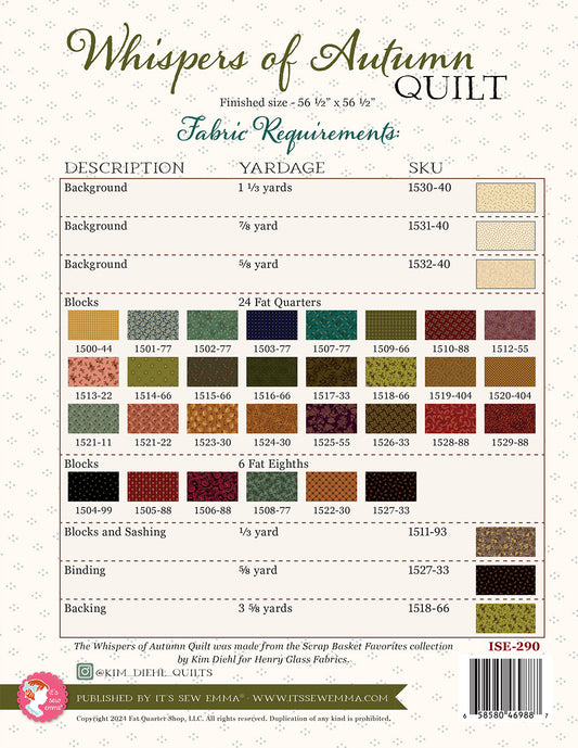 Whispers of Autumn Quilt Pattern # ISE-290 - Special Order