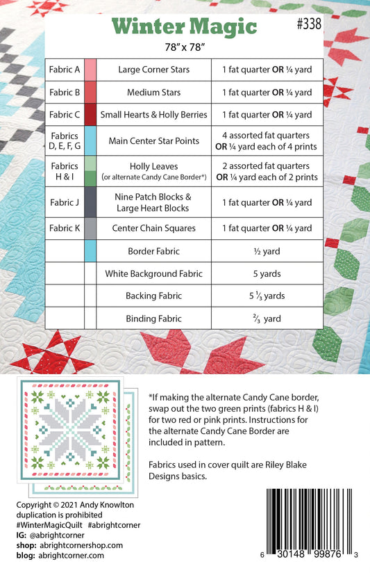 Winter Magic Quilt Pattern by A Bright Corner - AKBC338 -