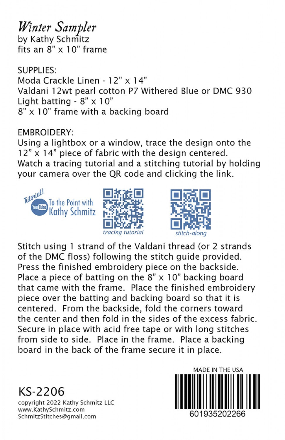 Winter Sampler Embroidery Pattern by Kathy Schmitz