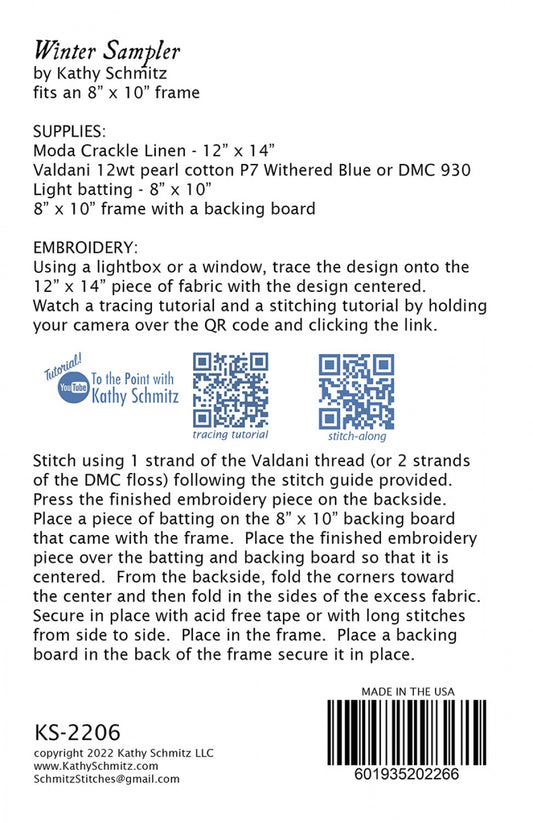 Winter Sampler Embroidery Pattern by Kathy Schmitz