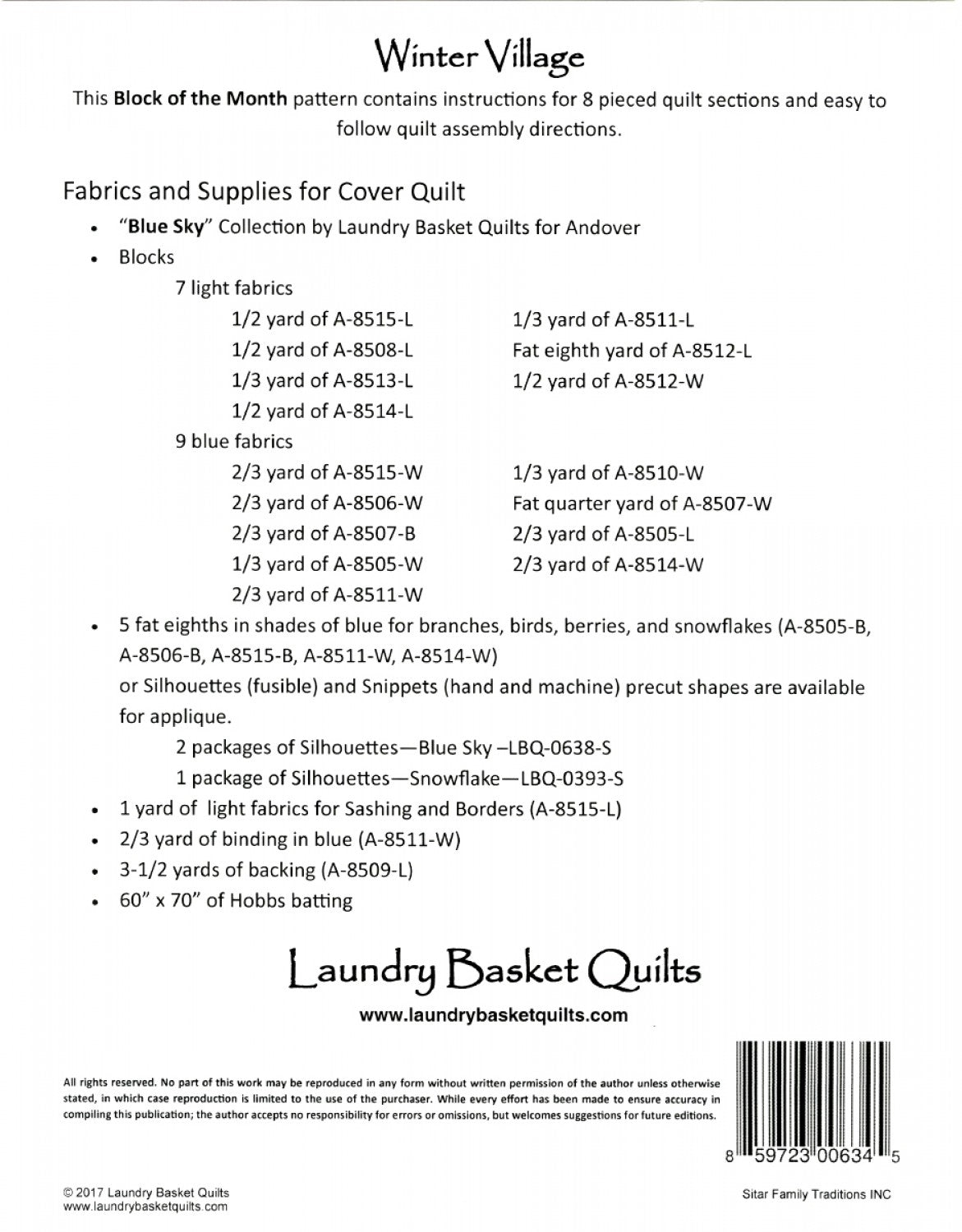 Winter Village Quilt Pattern by Laundry Basket Quilts