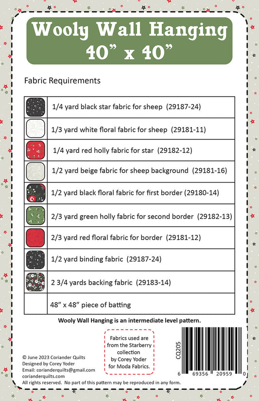 Wooly Wall Hanging Pattern by Coriander Quilts - Special Order