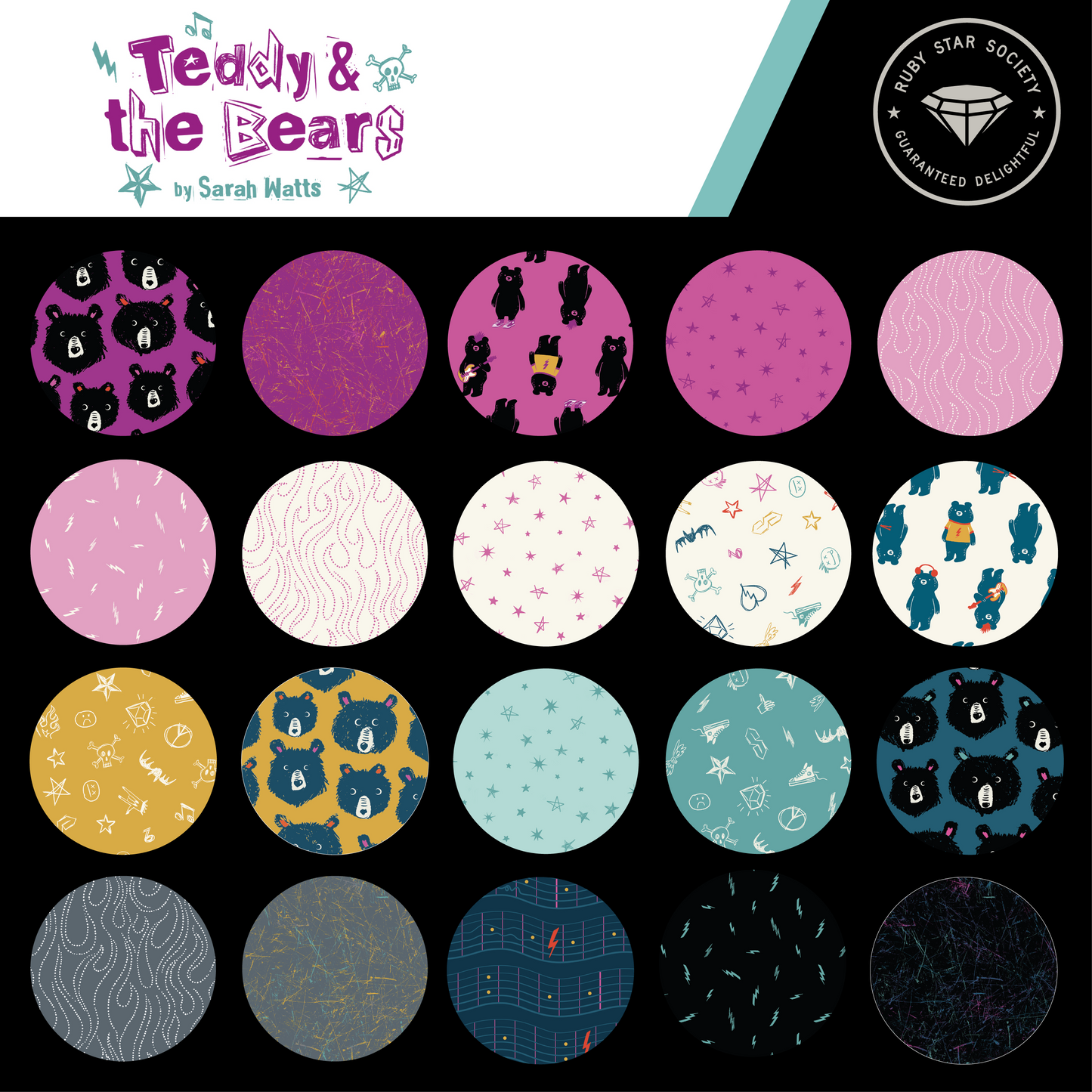 Teddy & the Bears by Sarah Watts - Rockstar Light Berry RS2106 19 (Estimated Ship Date Oct. 2024)