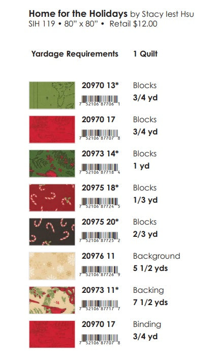 Holiday Cheer by Stacy Iest Hsu : Home For The Holidays Quilt Kit