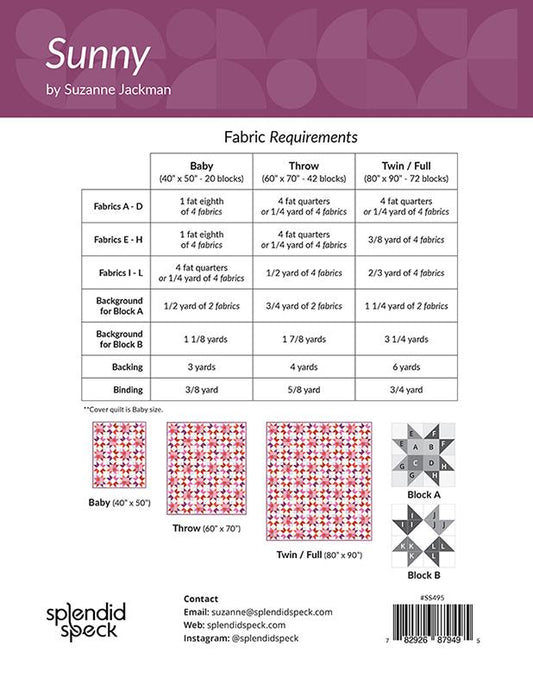 Sunny Quilt Pattern by The Splendid Speck