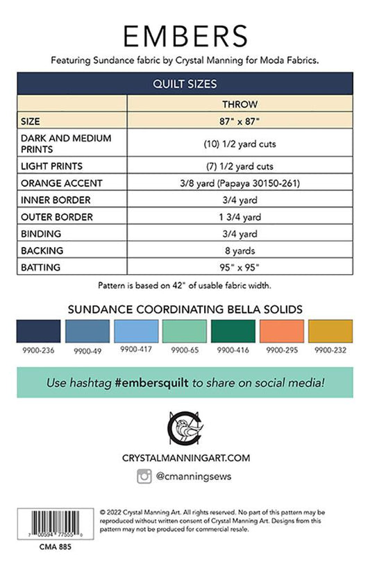 Embers Quilt Pattern by Crystal Manning