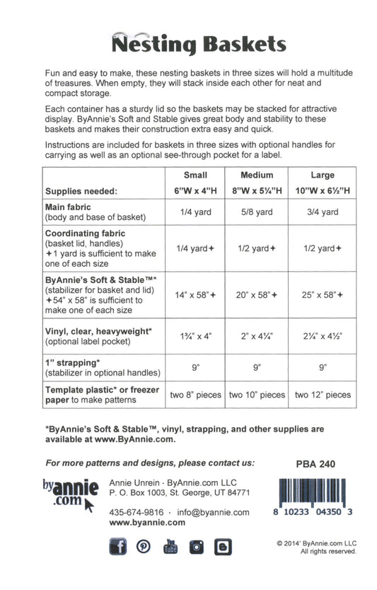 Nesting Baskets Pattern by By Annie