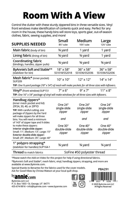 Room With A View Bin Pattern by By Annie