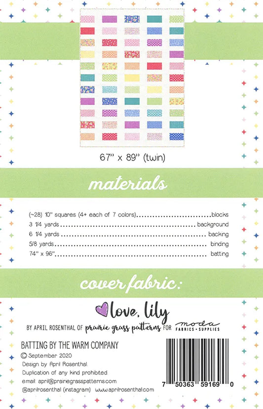 Stacked Rainbow Quilt Pattern by April Rosenthal Prairie Grass Patterns