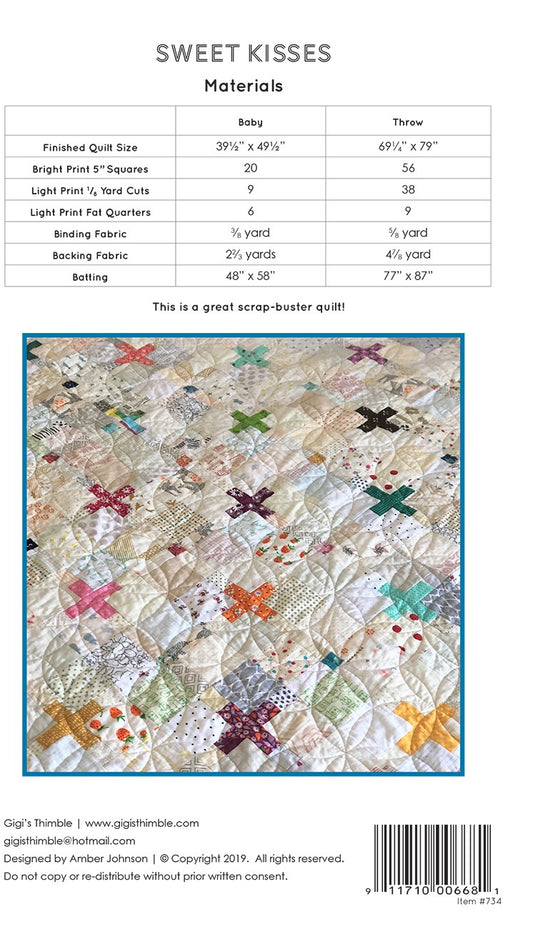 Sweet Kisses Quilt Pattern by Gigi’s Thimble