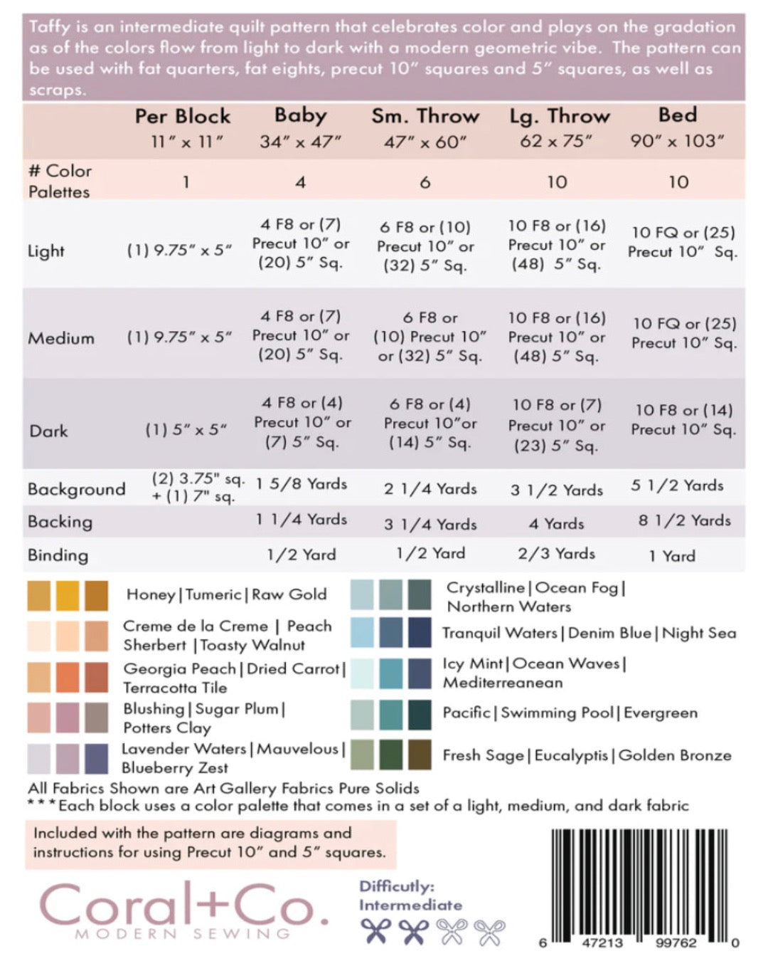 Taffy Quilt featuring Pure Solids : Quilt Kit