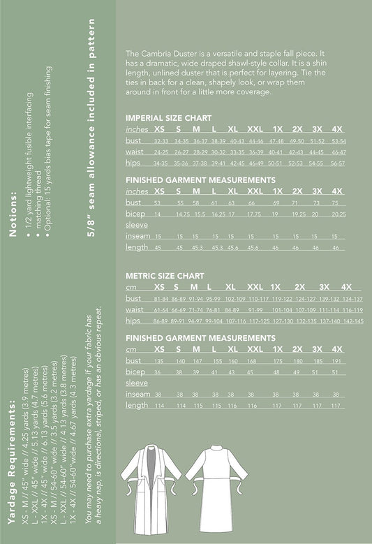 The Cambria Duster by Friday Pattern Co.